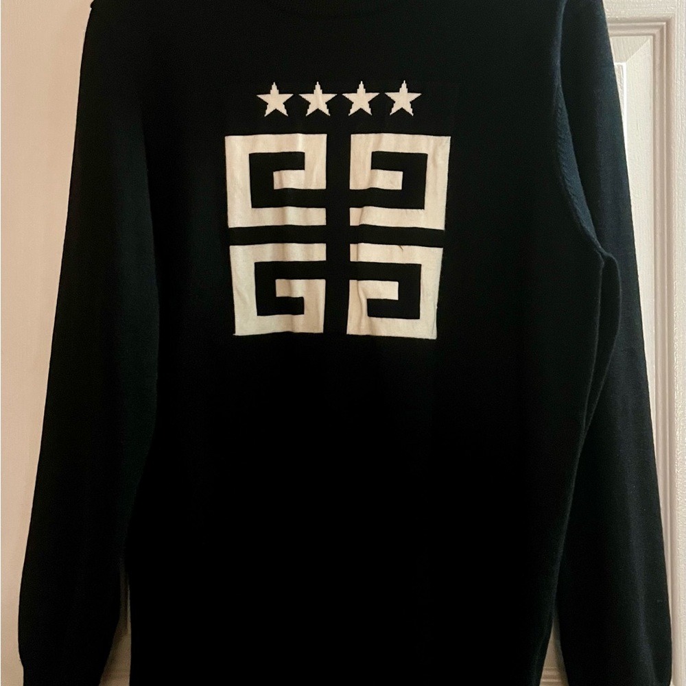 Givenchy Black Sweater with White Iconic Pattern